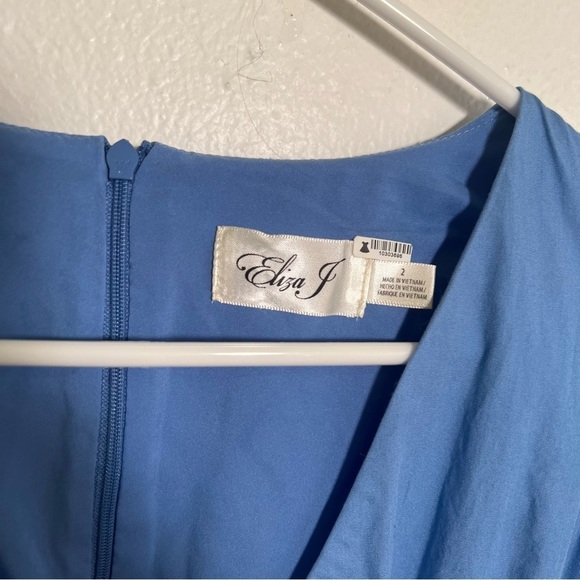 Eliza J Midi Dress Light Blue Ruffle Flutter Sleeve 2 - Picture 8 of 10